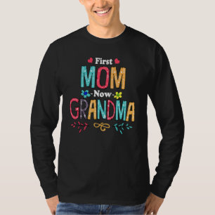Camiseta Primeira Mãe Agora Vovó Nana Mimi Mimi Gigi Mãe Fl