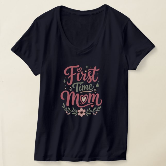 Camiseta Primeira Mãe Fofa Floral Design de Maternidade (Postura )
