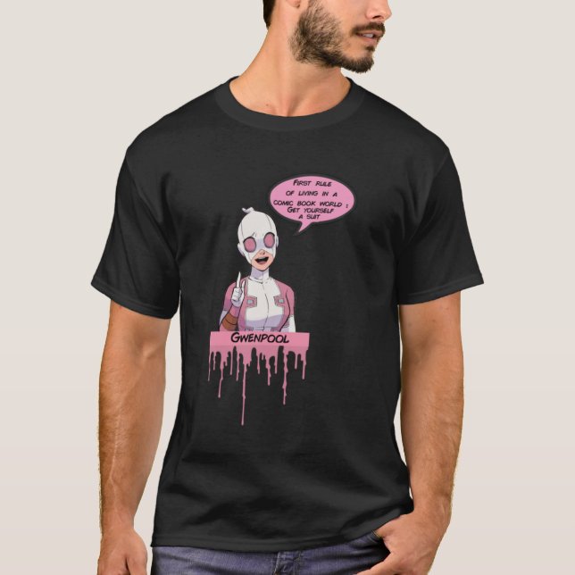 Camiseta primeira regra do gwenpool - cor-de-rosa (Frente)