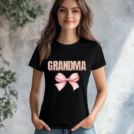 Camiseta Primeira Vez Avó Laço de Fita Rosa Nana