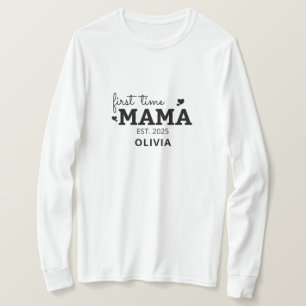 Camiseta primeira vez, mãe nova presente de dia de as mães