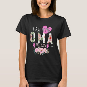 Camiseta Primeira Vez Oma Est 2025 Floral Promovida para o