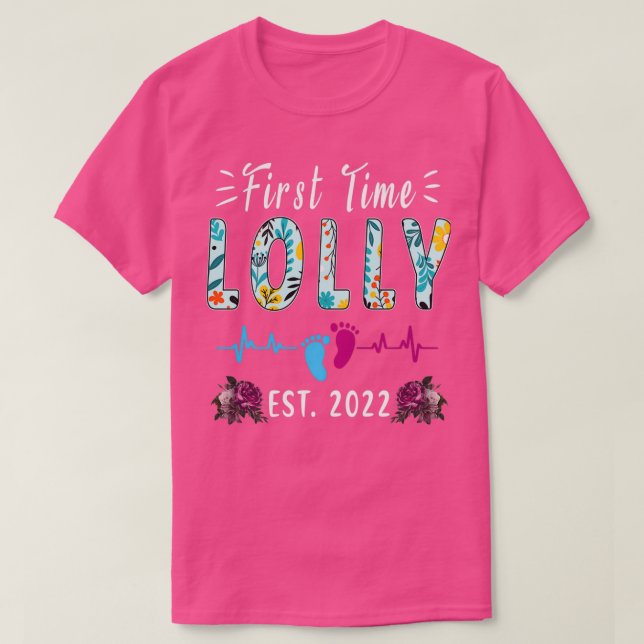 Camiseta Primeira Vez Que Lolly Est 2022 Funny Floral Dia d (Frente do Design)