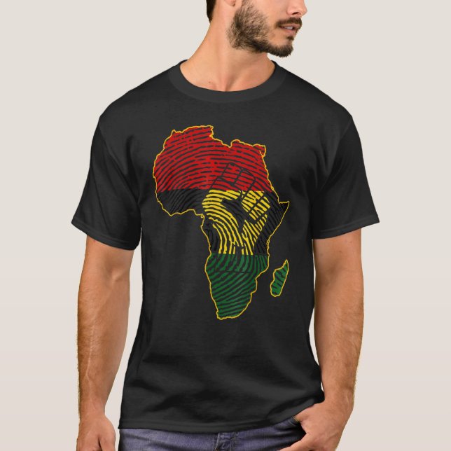 Camiseta Primeiro África mapeia sinalizador africano impres (Frente)