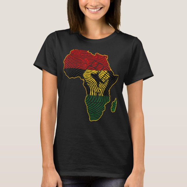 Camiseta Primeiro África mapeia sinalizador africano impres (Frente)