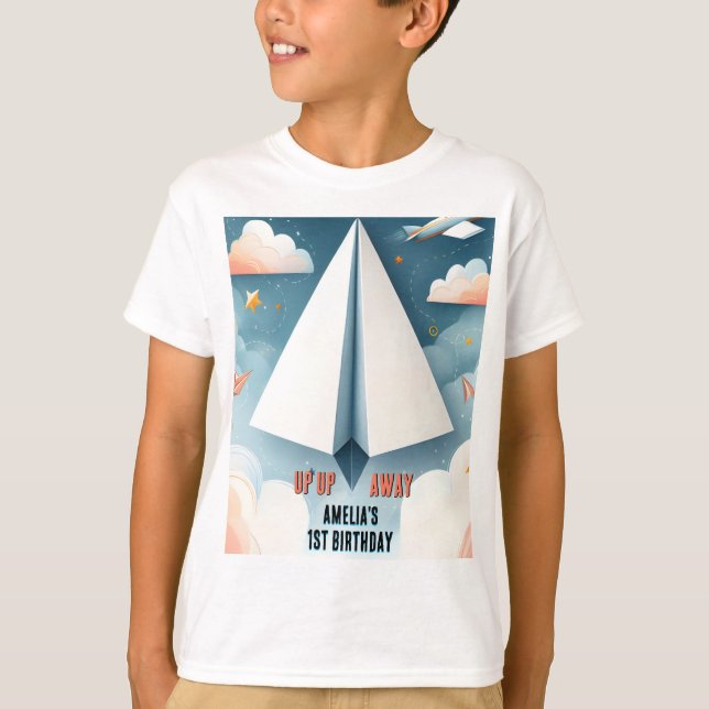 Camiseta Primeiro aniversario de Avião Cloud 9 Fly Kids Sky (Frente)