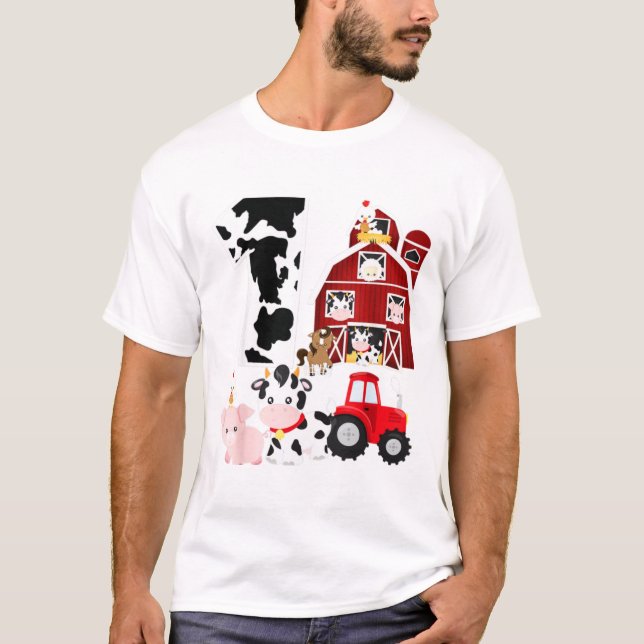 Camiseta primeiro aniversario De Cavalo De Vaca De Fazenda (Frente)