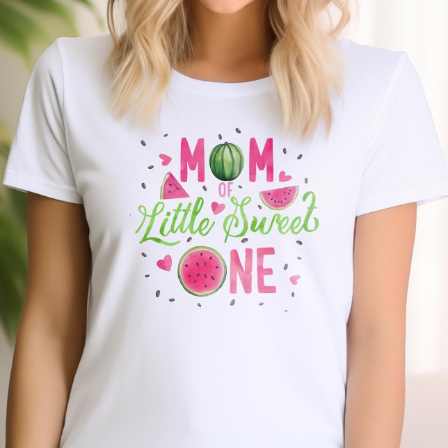 Camiseta primeiro aniversario de fruta de melancia rosa, mã (pink one in a melon, girl first birthday, mom's t-shirt)