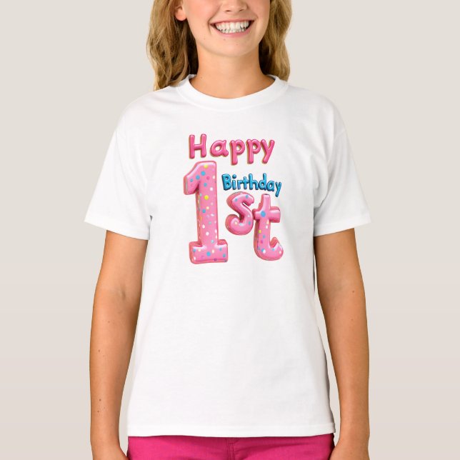 Camiseta Primeiro aniversario Feliz - Texto de Celebração C (Frente)
