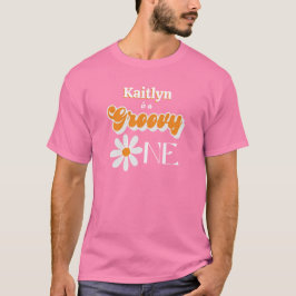 Camiseta Primeiro aniversario Retro Groovy One Girls