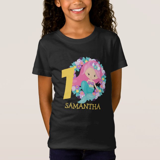 Camiseta Primeiro aniversario T-Shirt amarelo-sereia (Frente)