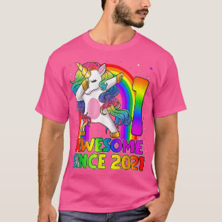 Camiseta primeiro aniversario Unicorn Dabbing de 1 ano