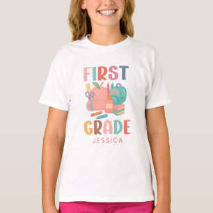 Camiseta Primeiro ano de volta às crianças da escola