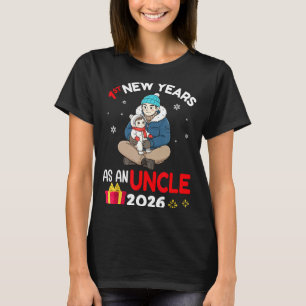 Camiseta Primeiro Ano Novo Como Tio 2026 Celebração de Bebê