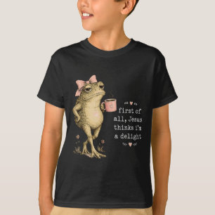 Camiseta Primeiro De Jesus Acha Um Delícia Sapo Cristão