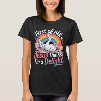 Camiseta Primeiro De Jesus Acha Um Ganso Delicioso Projeto