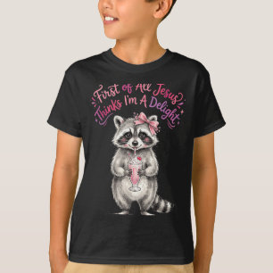 Camiseta Primeiro De Jesus Acha Um Guaxinim Divertido Um De