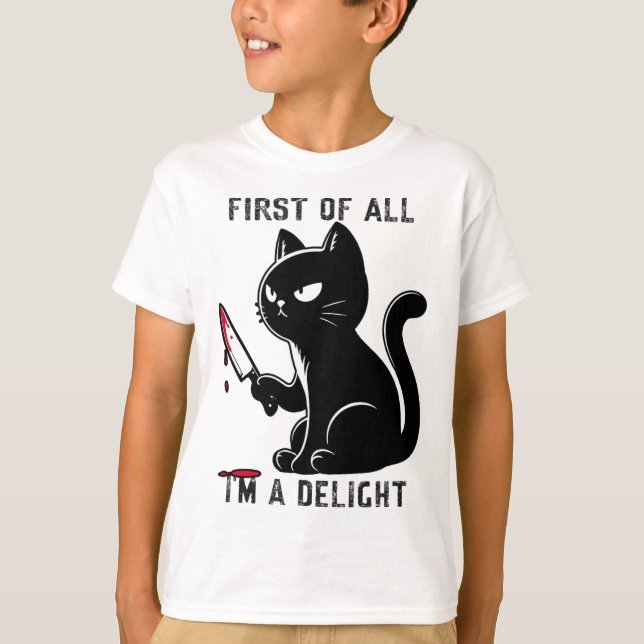Camiseta Primeiro de tudo, sou um Feliz Homem-Gato Sarcásti (Frente)