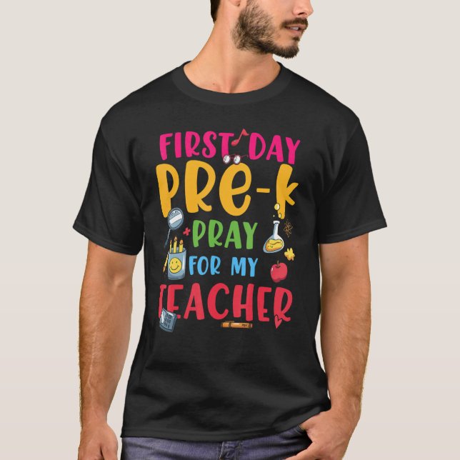 Camiseta Primeiro Dia Antes Do K Rezar Por Meu Professor Se (Frente)