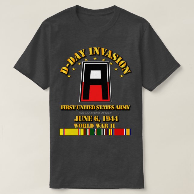 Camiseta Primeiro Dia D dos Estados Unidos w Fitas Svc (Frente do Design)