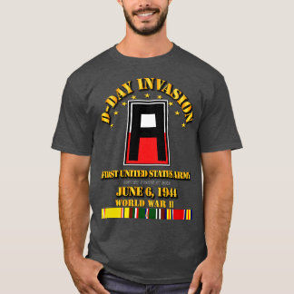 Camiseta Primeiro Dia D dos Estados Unidos w Fitas Svc