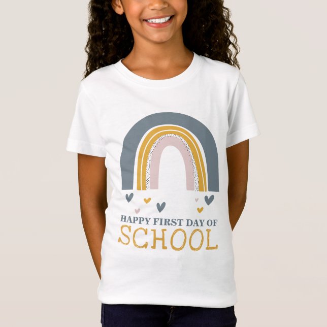 Camiseta Primeiro dia da Escola Arco-Íris de volta à prenda (Frente)