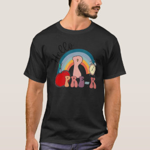 Camiseta Primeiro Dia Da Escola Olá Pré k Rainbow De Volta
