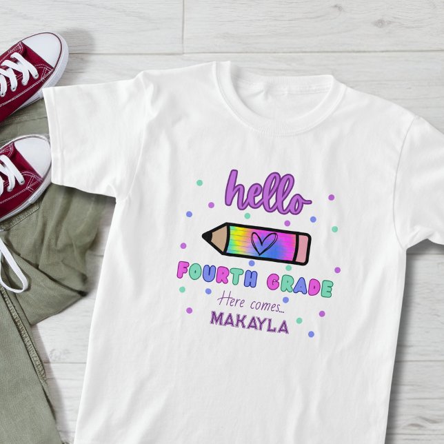 Camiseta Primeiro Dia da Escola Personalizada do Quarto Gra (Criador carregado)