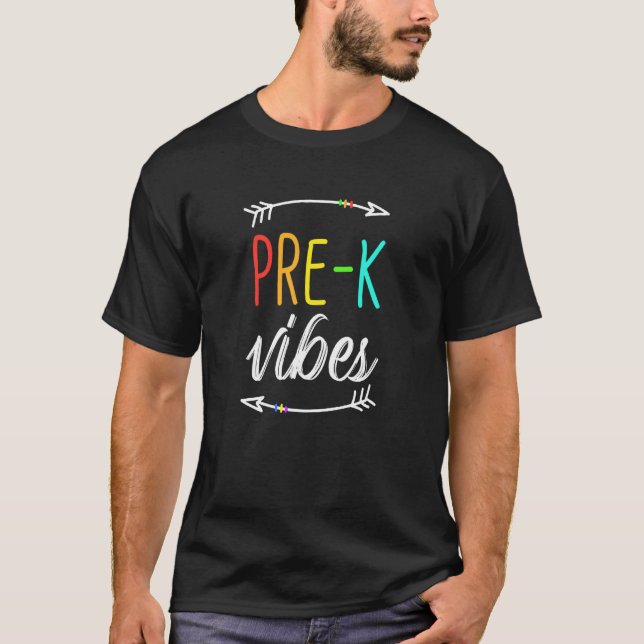 Camiseta Primeiro Dia Da Escola Pré K Viba Design De Volta  (Frente)