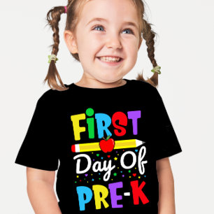 Camiseta Primeiro Dia da Pré-Escola Arco-Íris para Crianças