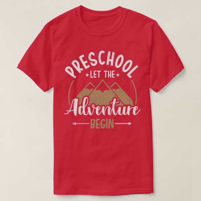 Camiseta Primeiro dia da pré-escola que a aventura começa (Frente do Design)