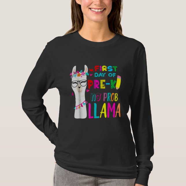 Camiseta Primeiro Dia Da Professora Pré K Sem Problema Llam (Frente)