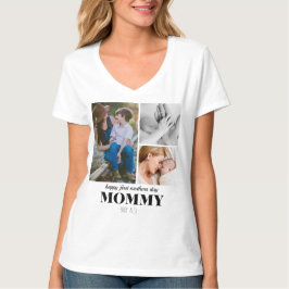 Camiseta primeiro dia das mães linda placa de colagem de 3