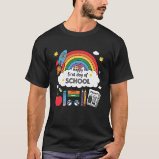 Camiseta Primeiro Dia De Aula Arco-Íris Professores Meninas