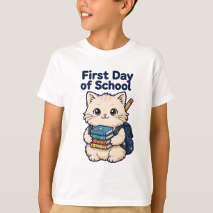 Camiseta Primeiro Dia De Aula Gato - Fofinho Gatinho