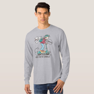 Camiseta Primeiro dia de escola Capa longa masculina