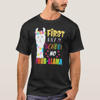 Camiseta Primeiro Dia De Escola Sem Problema Llama Professo
