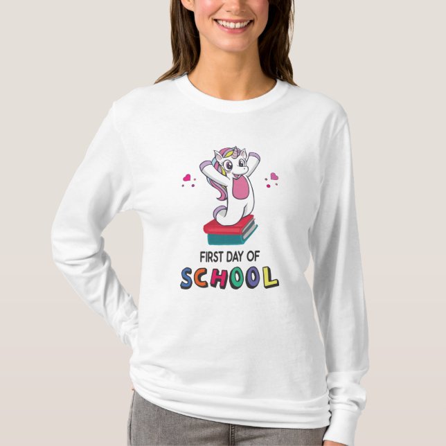 Camiseta Primeiro dia de escola Unicórnio (Frente)