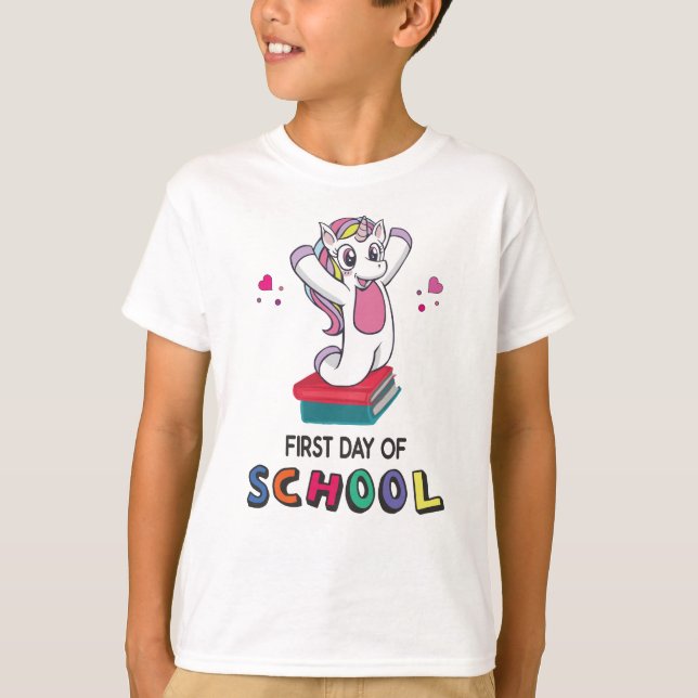 Camiseta Primeiro dia de escola Unicórnio (Frente)