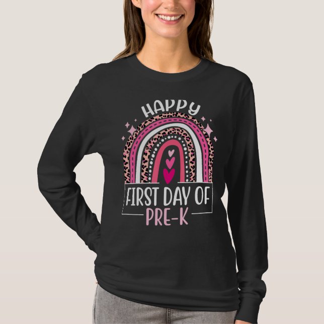Camiseta Primeiro dia de pré-K de volta à escola Leopard Ra (Frente)