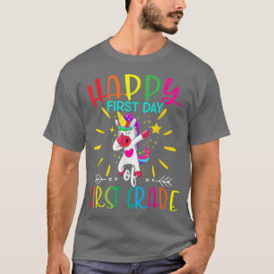 Camiseta Primeiro Dia De Professora Da Classe 1rua Unicorn
