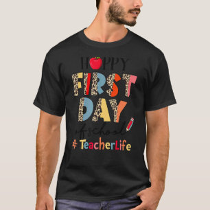 Camiseta Primeiro Dia De Professora Da Escola A Vida Leopar