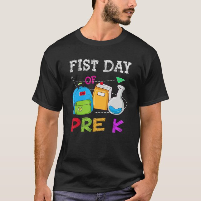 Camiseta Primeiro Dia De Professora Pré-K De Volta À Escola (Frente)