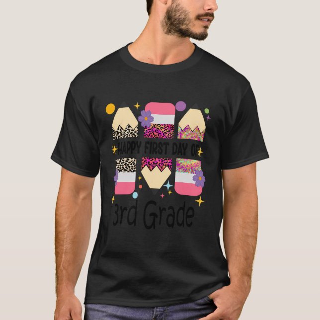 Camiseta Primeiro Dia Do Professor Do 3º Grau Lápis-Leopard (Frente)