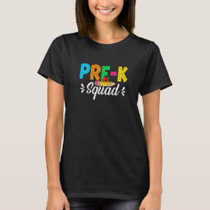 Camiseta Primeiro Dia Pré-K Esquadrão Cortado De Volta À Es