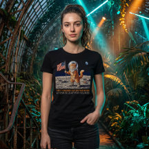 Primeiro Gato Laranja na Lua Astronauta Divertido