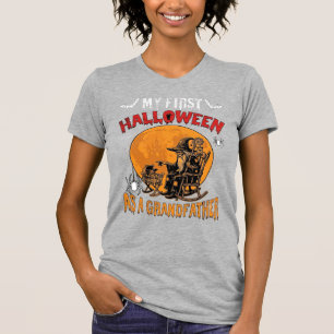 Camiseta Primeiro Halloween como Avô Feiticeiro Morcego Lua