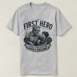 Camiseta Primeiro Herói Amigo Para Sempre Dia dos Pais Vint