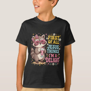 Camiseta Primeiro Jesus Acha Um Delícia Meme de Guaxinim En