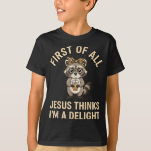 Camiseta Primeiro Jesus Acha Um Delícia Meme de Guaxinim En